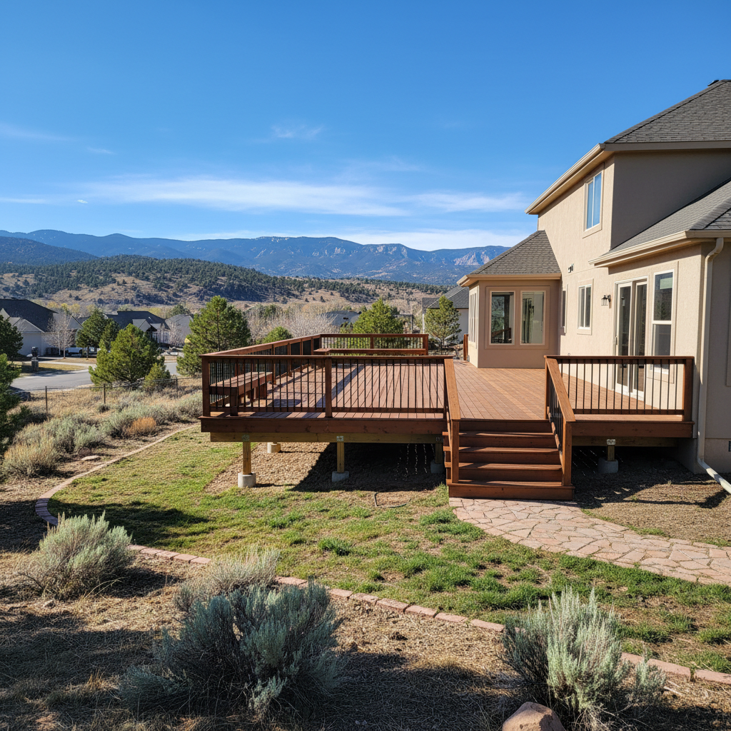 Completed deck construction work at a residential property in Ogden, UT
