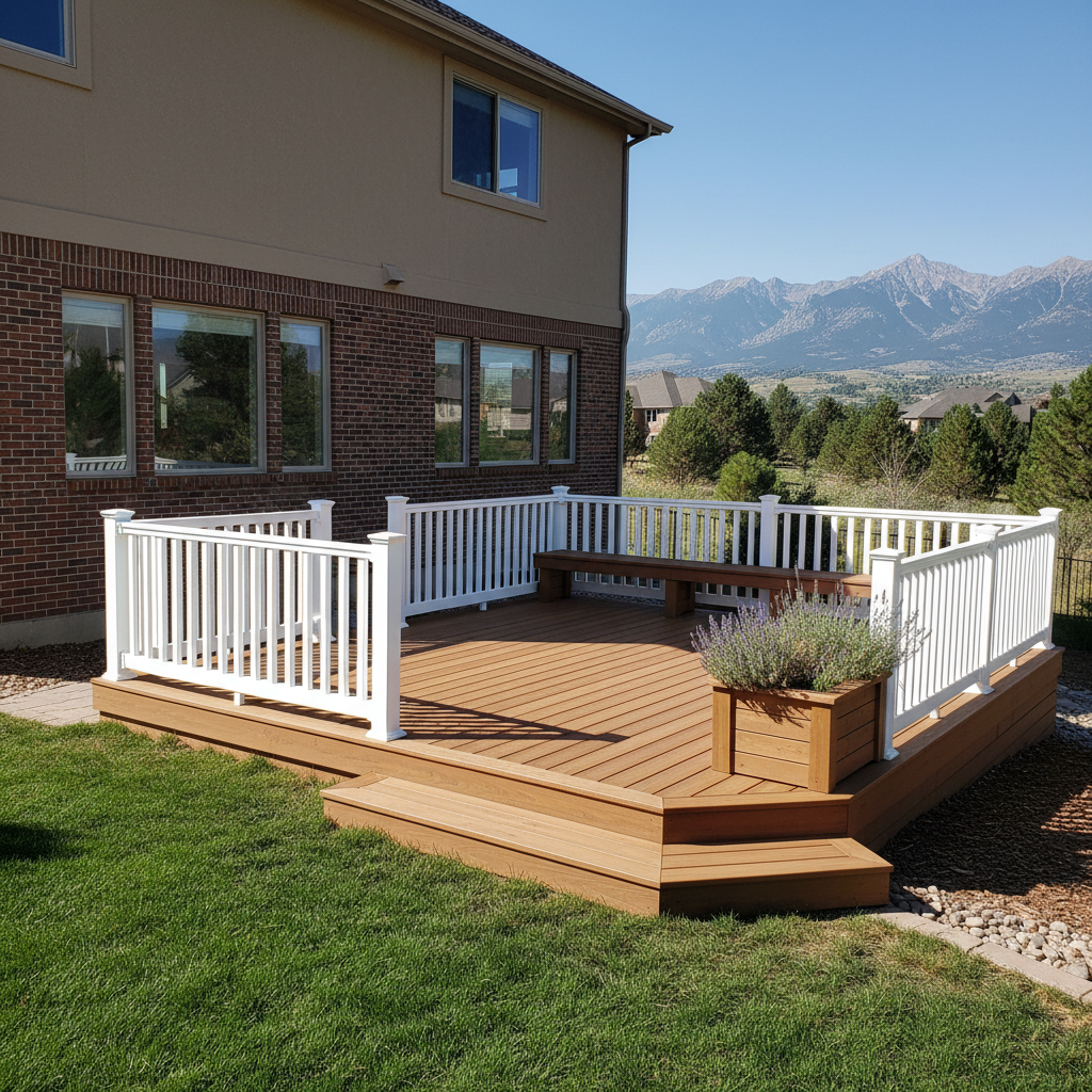 Completed wooden decks work at a residential property in Ogden, UT