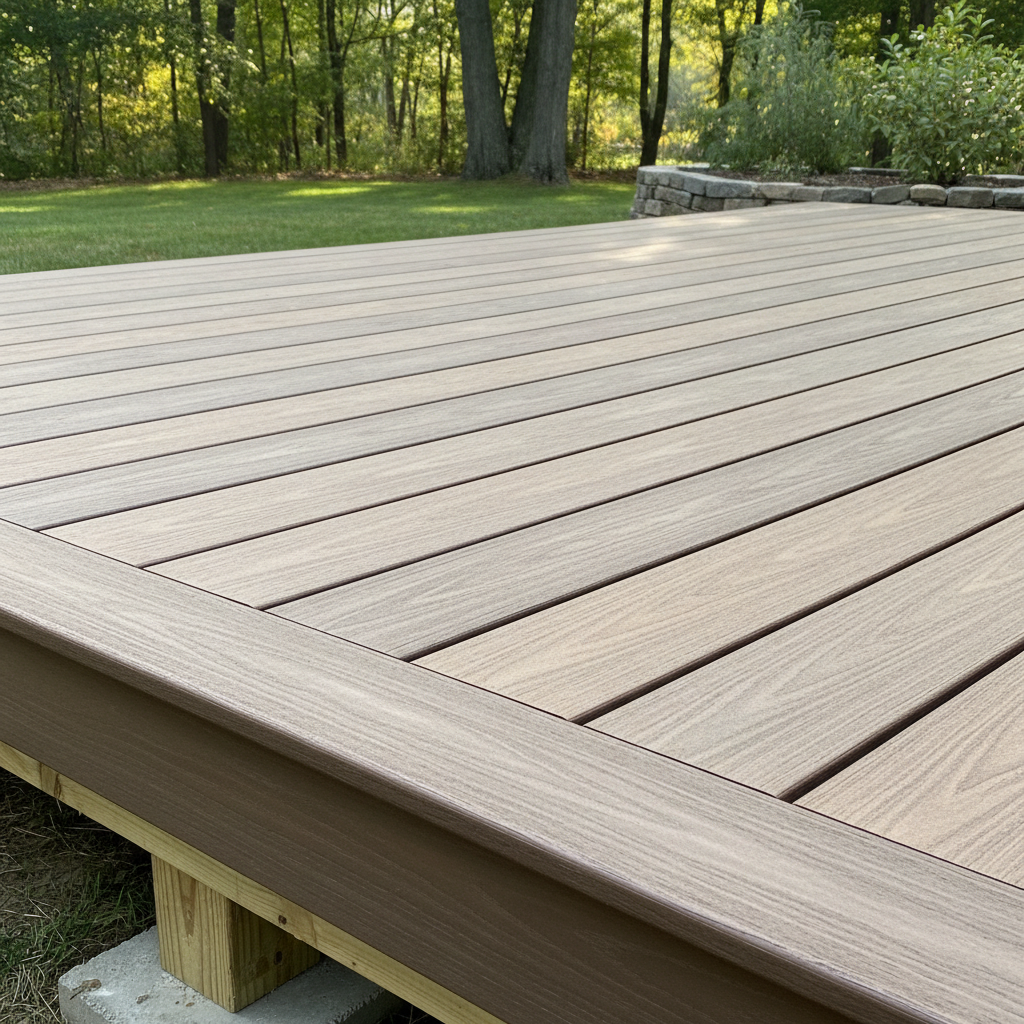 Completed trex decks work at a residential property in Belmont, MA
