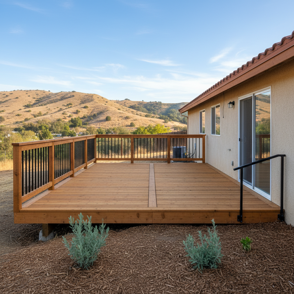 Completed deck repair work at a residential property in Lake Elsinore, CA