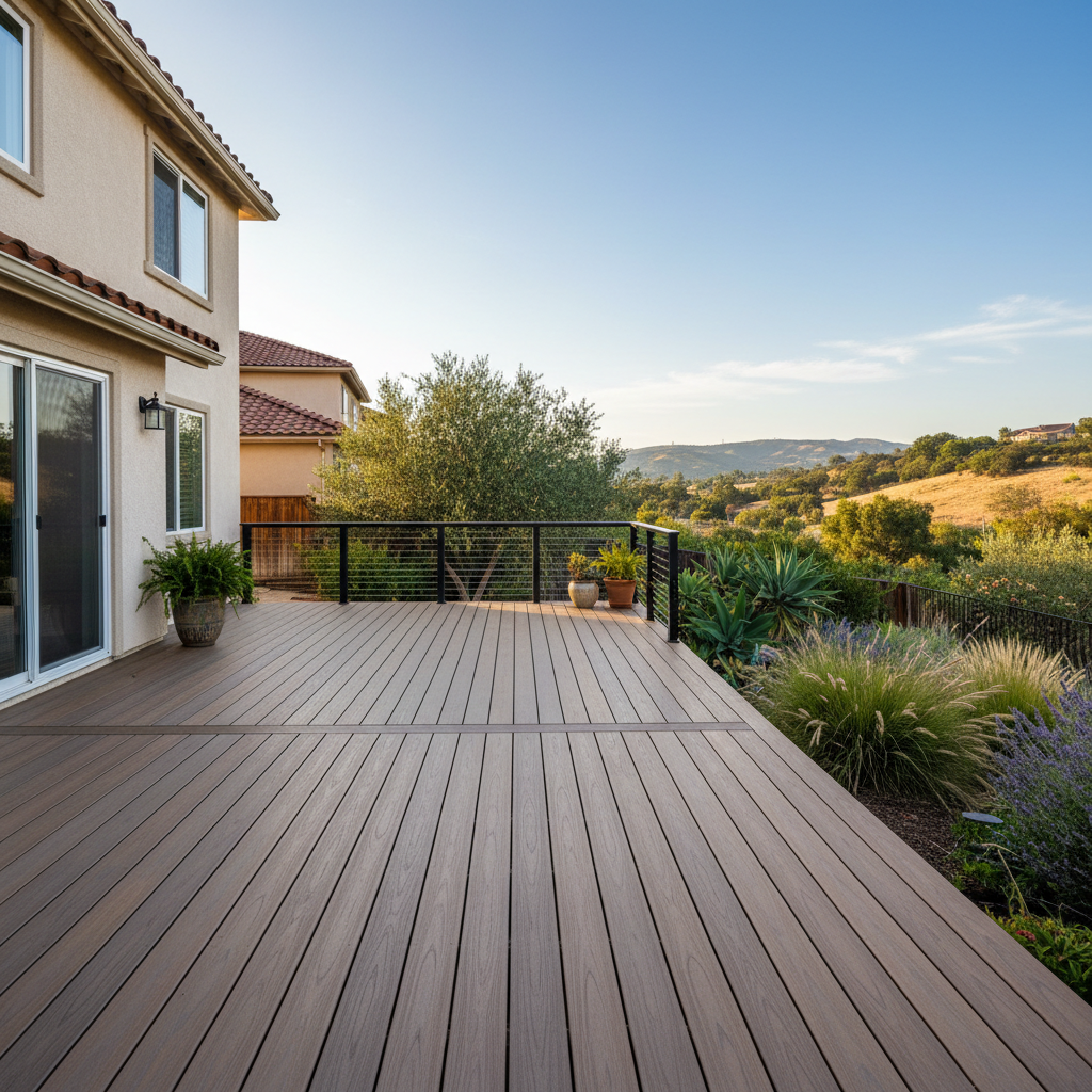 Completed composite decks work at a residential property in Vista, CA