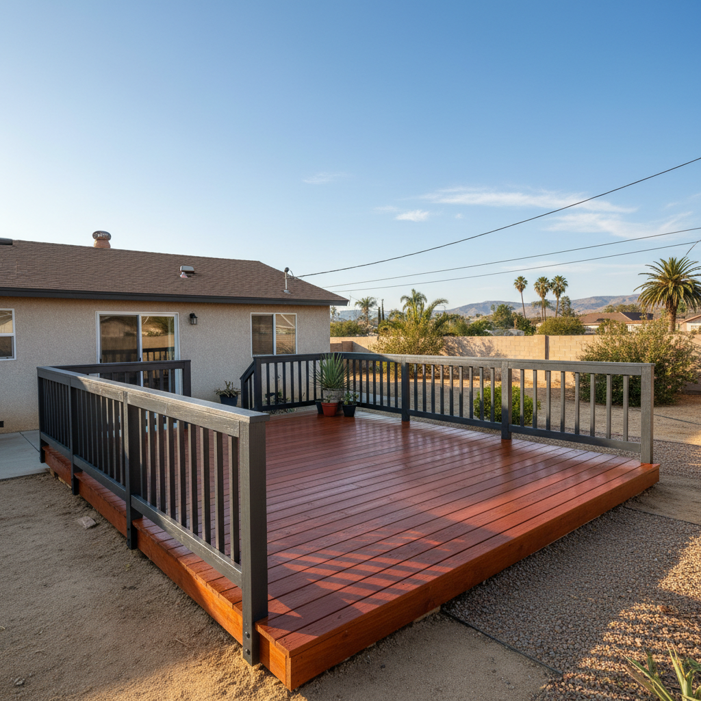 Completed deck painting & staining work at a residential property in Perris, CA