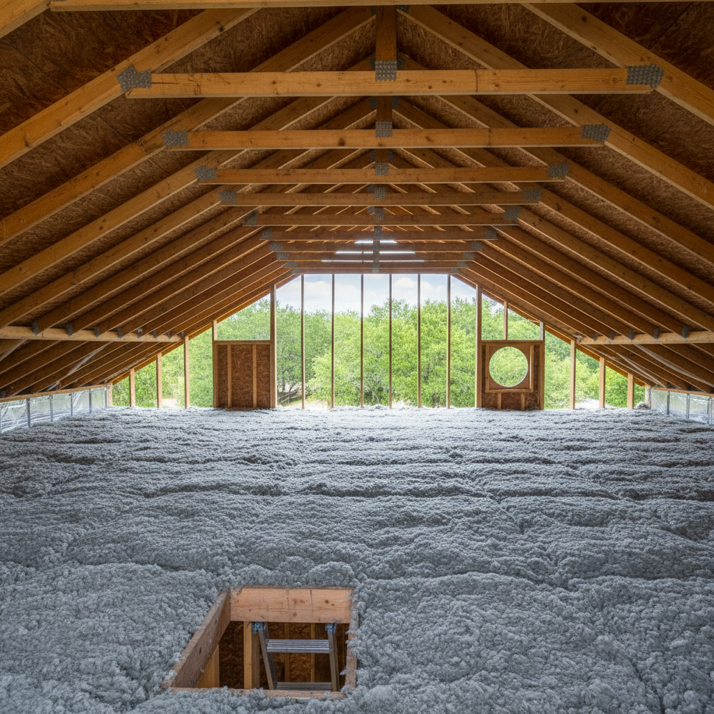 Completed blown-in insulation work at a residential property in New Braunfels, TX
