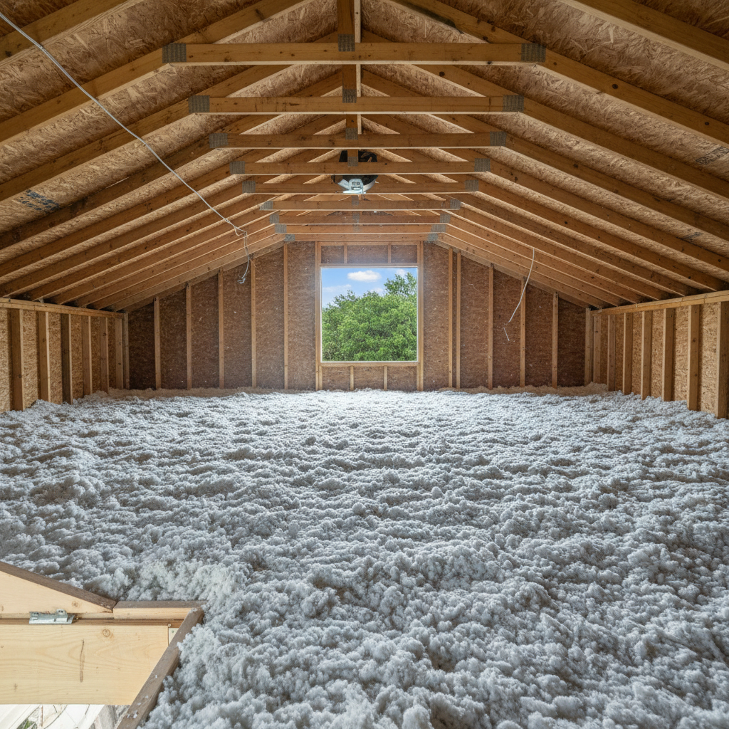 Completed blown-in insulation work at a residential property in San Marcos, TX