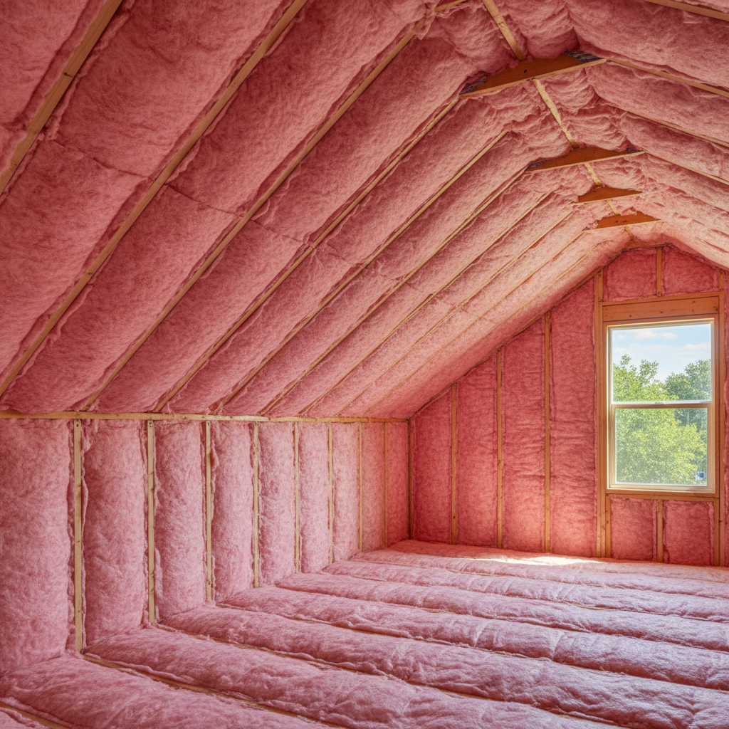 Completed batt insulation installation work at a residential property in Converse, TX
