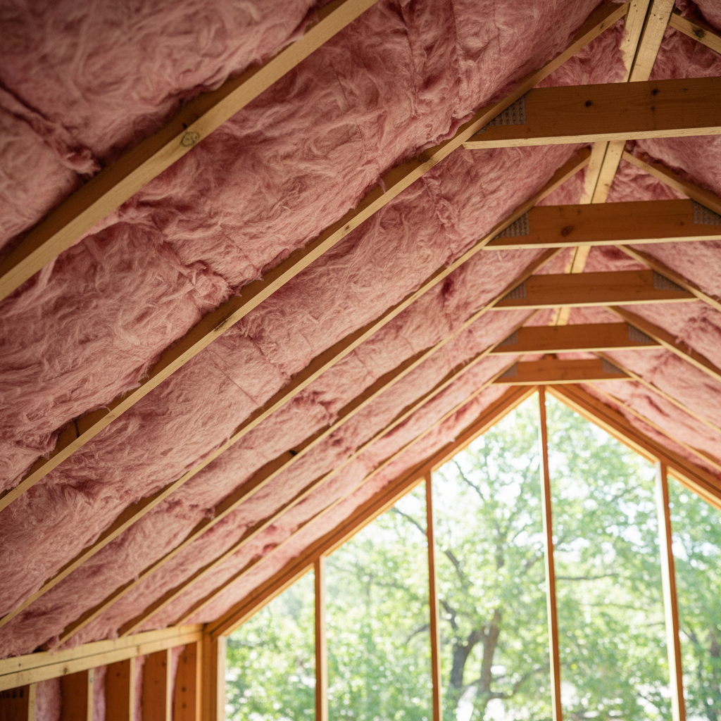 Completed batt insulation installation work at a residential property in New Braunfels, TX