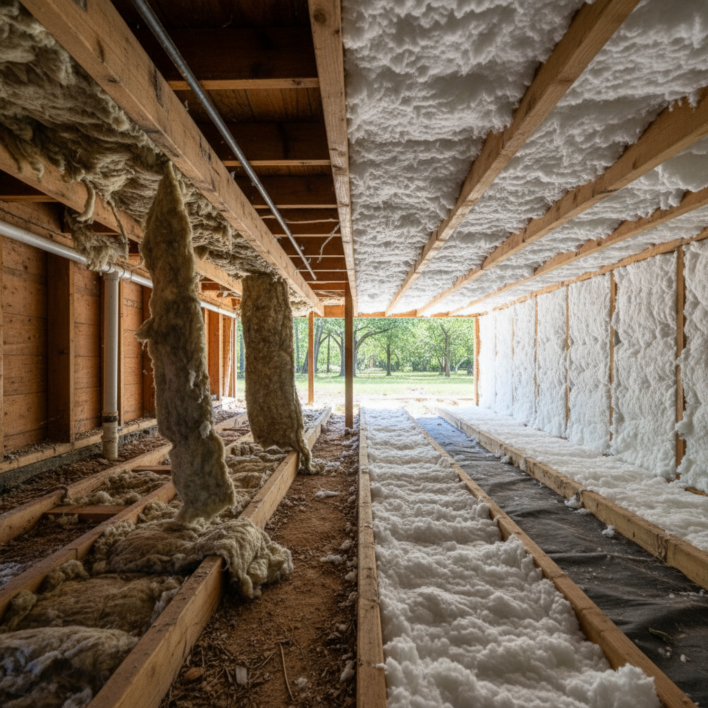 Completed crawl space insulation work at a residential property in Terrell, TX