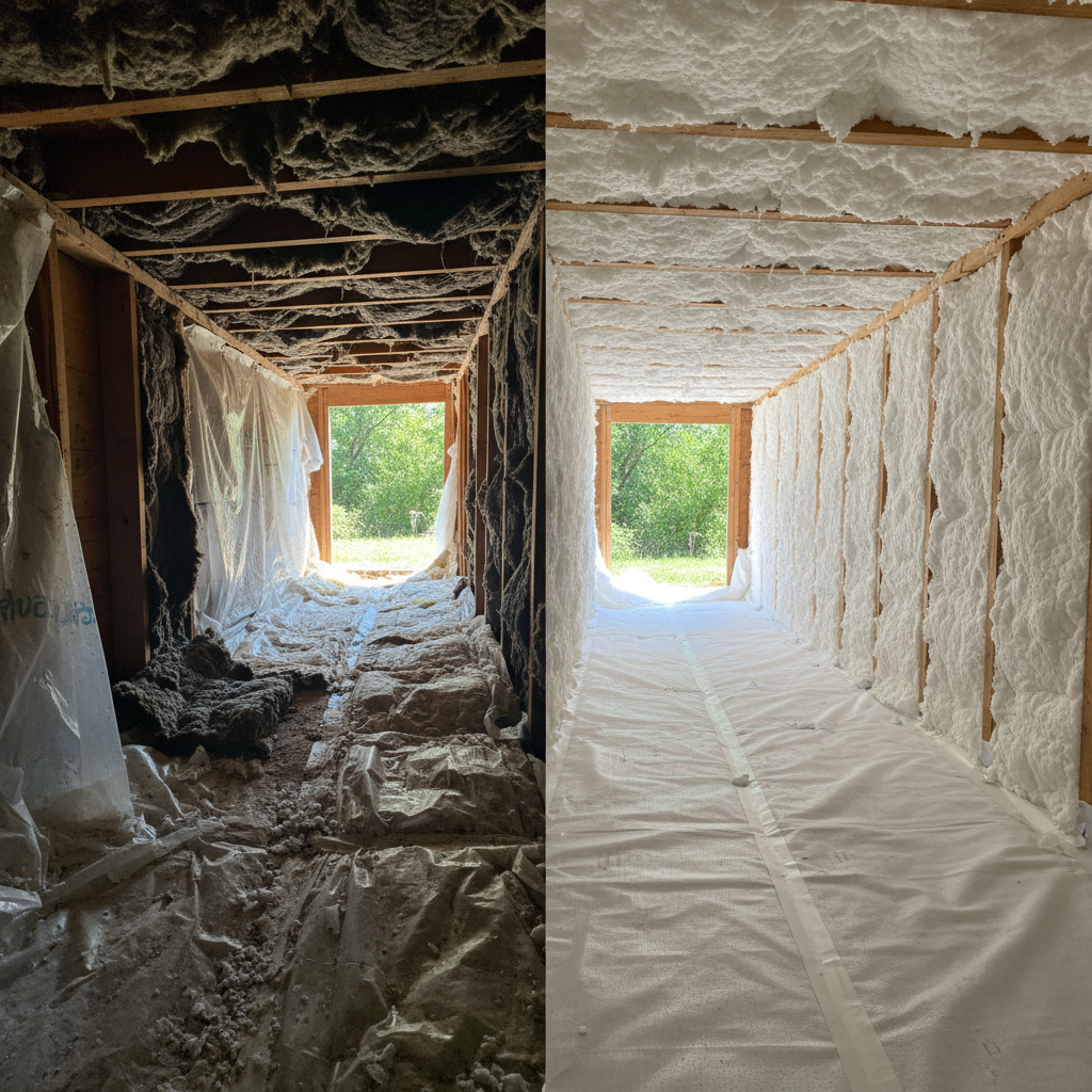 Completed crawl space insulation work at a residential property in Forney, TX