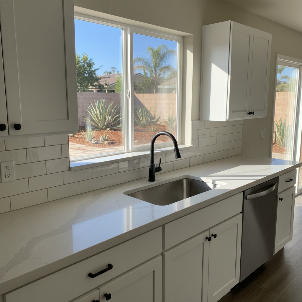 Completed countertop installation work at a residential property in Riverside, CA