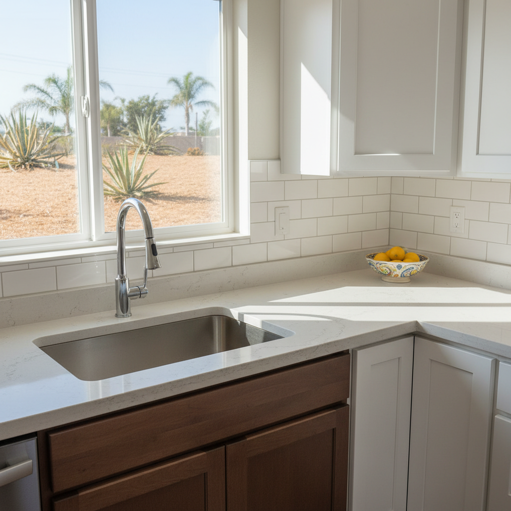 Completed countertop installation work at a residential property in Oceanside, CA