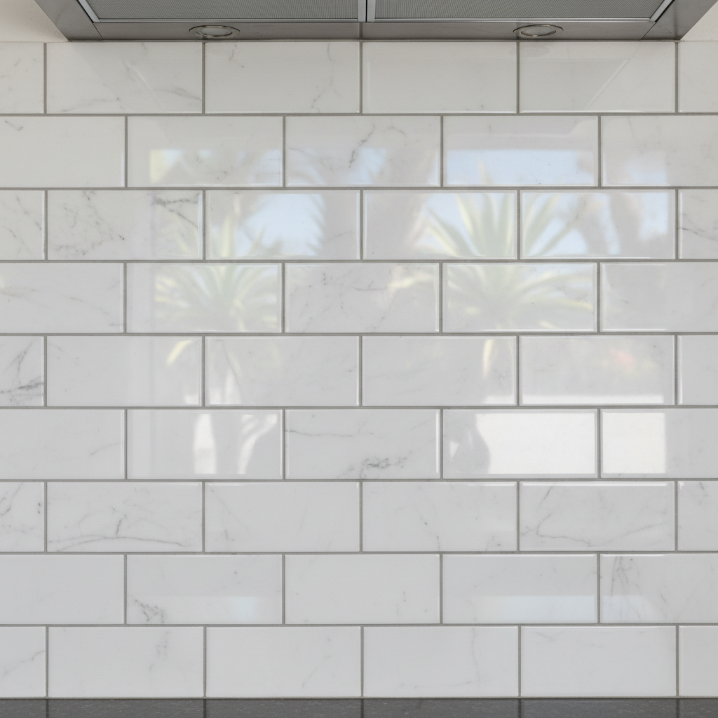 Completed backsplash installation work at a residential property in Huntington Beach, CA