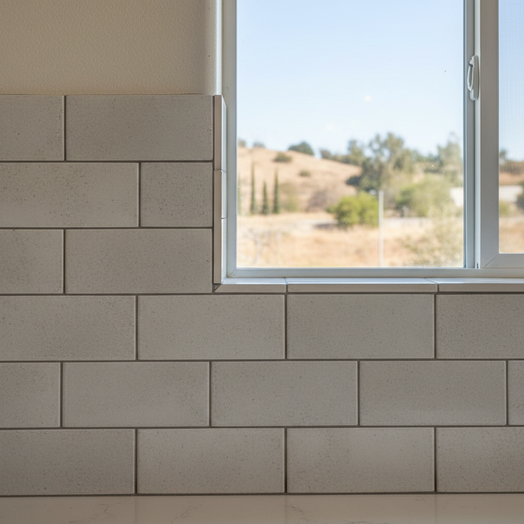Completed backsplash installation work at a residential property in Fontana, CA
