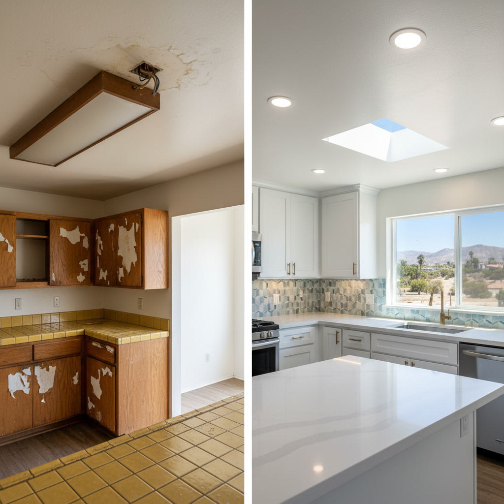 Completed kitchen lighting work at a residential property in Chula Vista, CA