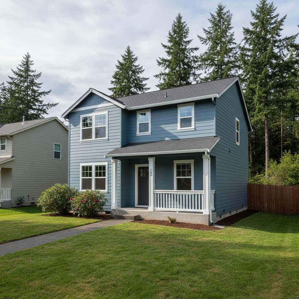 Completed exterior painting work at a residential property in Spanaway, WA
