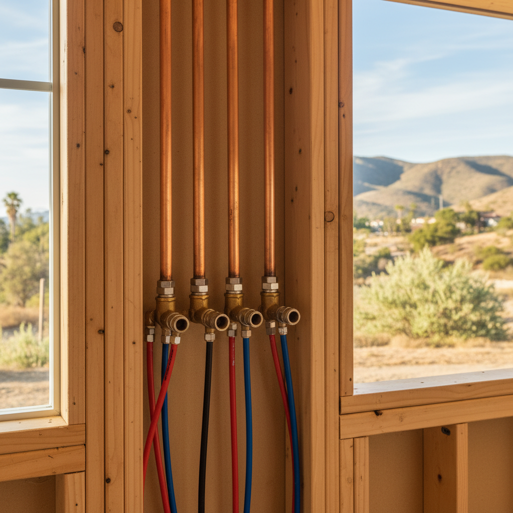 Completed plumbing rough-in work at a residential property in Chula Vista, CA