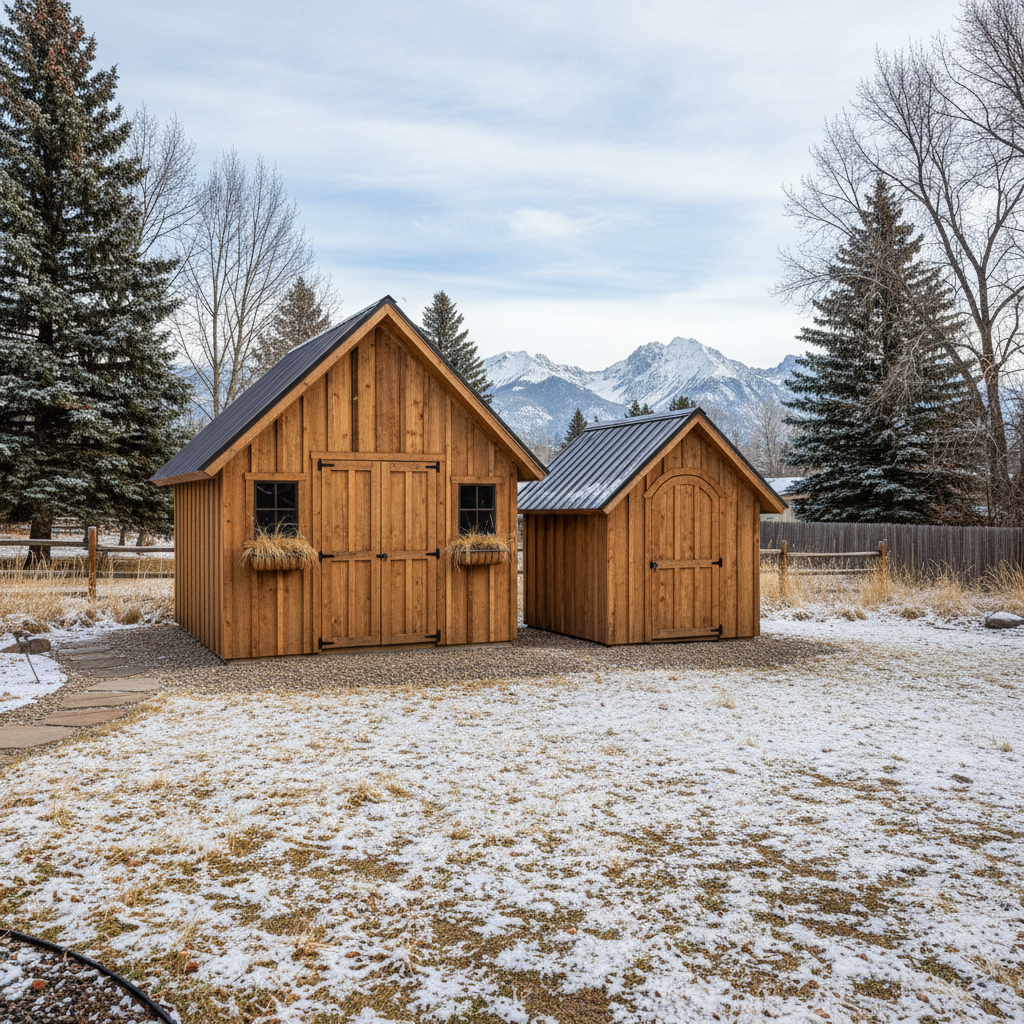 Completed garden sheds work at a residential property in Kalispell, MT