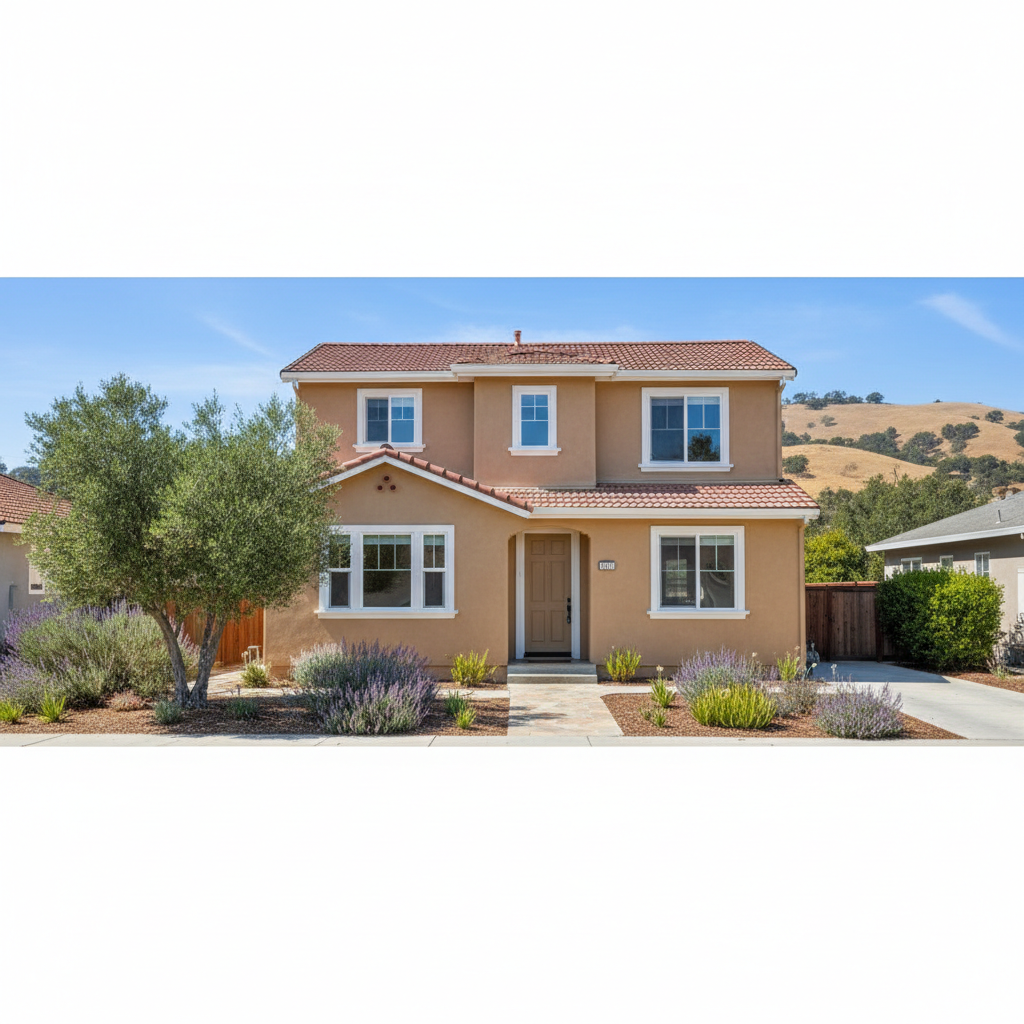 Completed stucco painting work at a residential property in San Bruno, CA