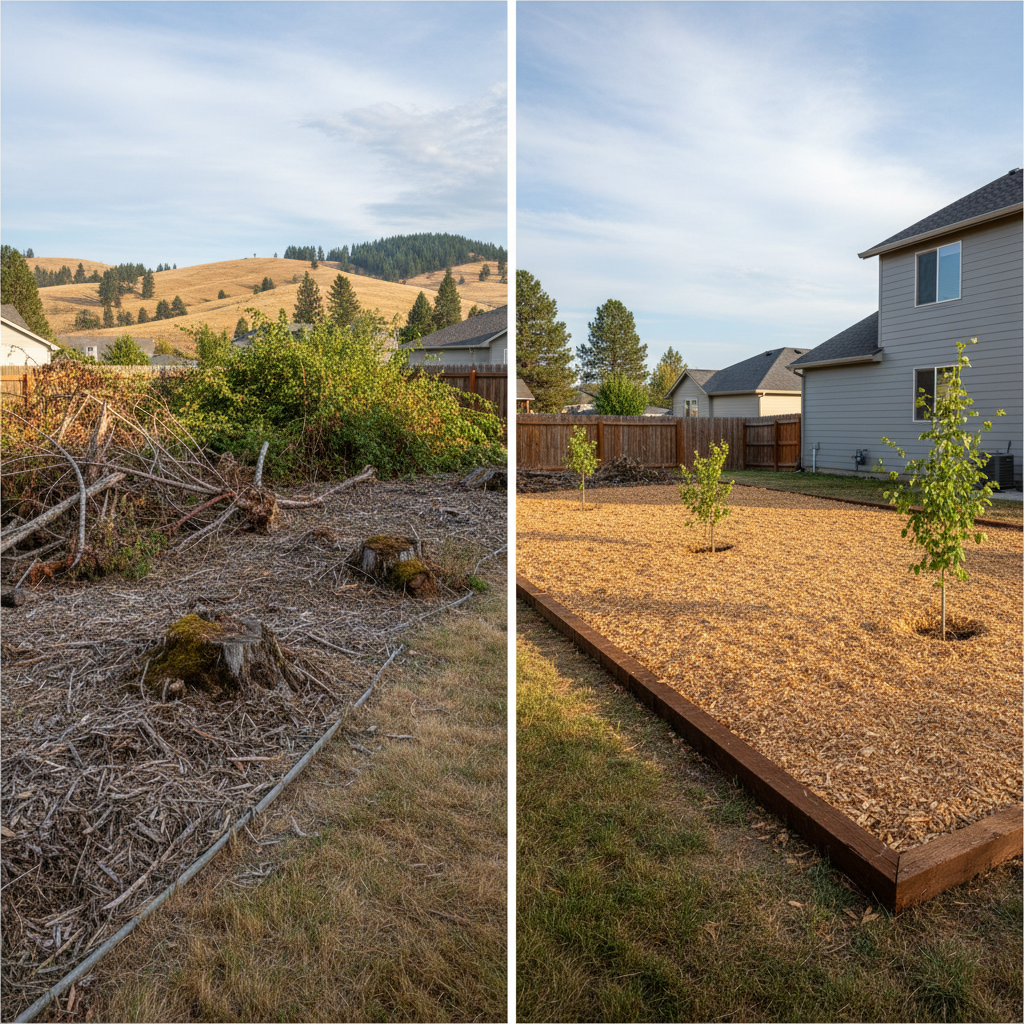 Completed land clearing work at a residential property in Ellensburg, WA