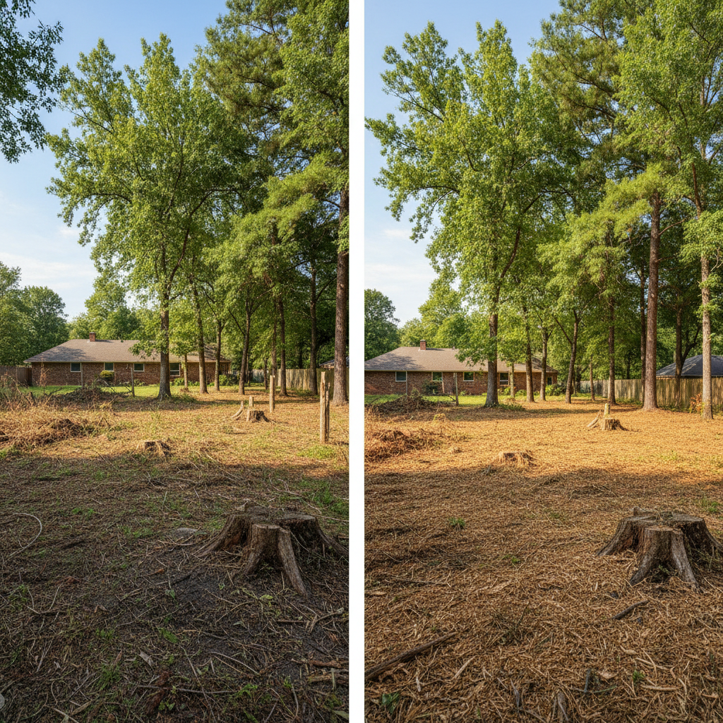 Completed land clearing work at a residential property in Nederland, TX