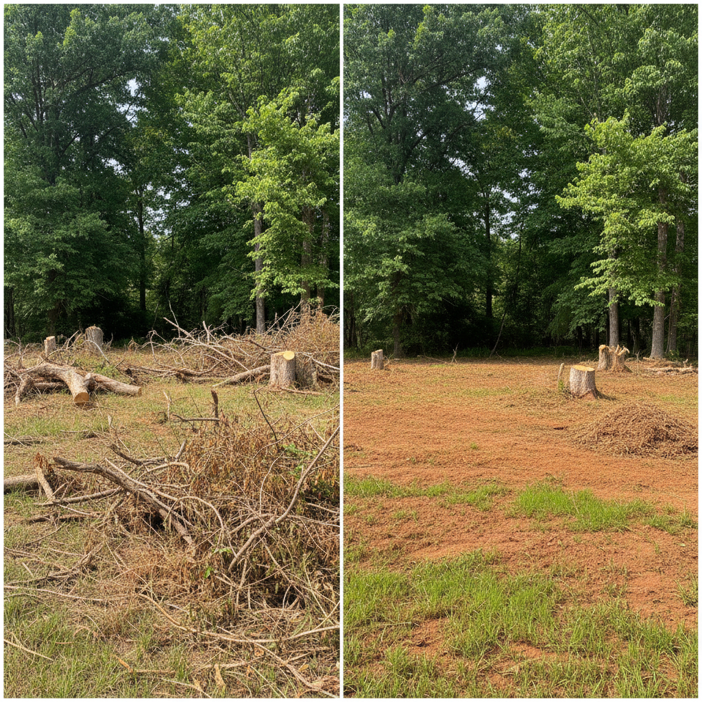 Completed lot clearing work at a residential property in Orange, TX