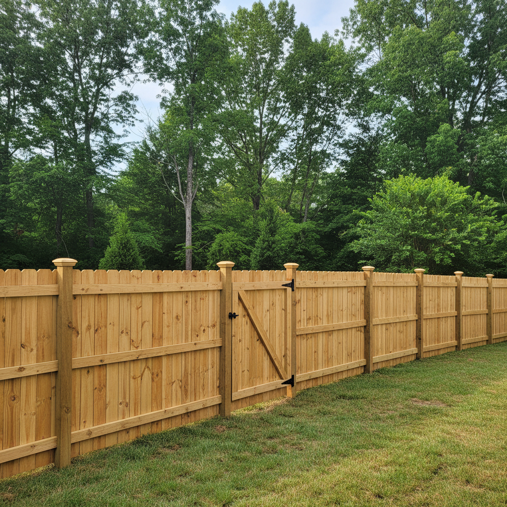 Completed privacy fence installation work at a residential property in Loudon, TN