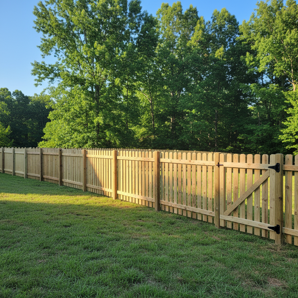 Completed fence repair work at a residential property in Rockford, TN