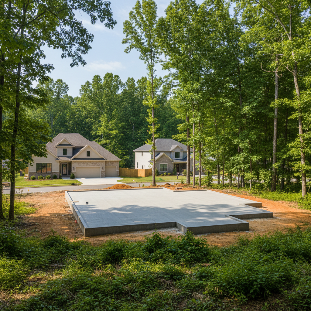 Completed concrete foundations work at a residential property in Oak Ridge, TN