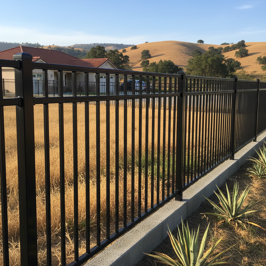 Completed aluminum fence installation work at a residential property in Vallejo, CA