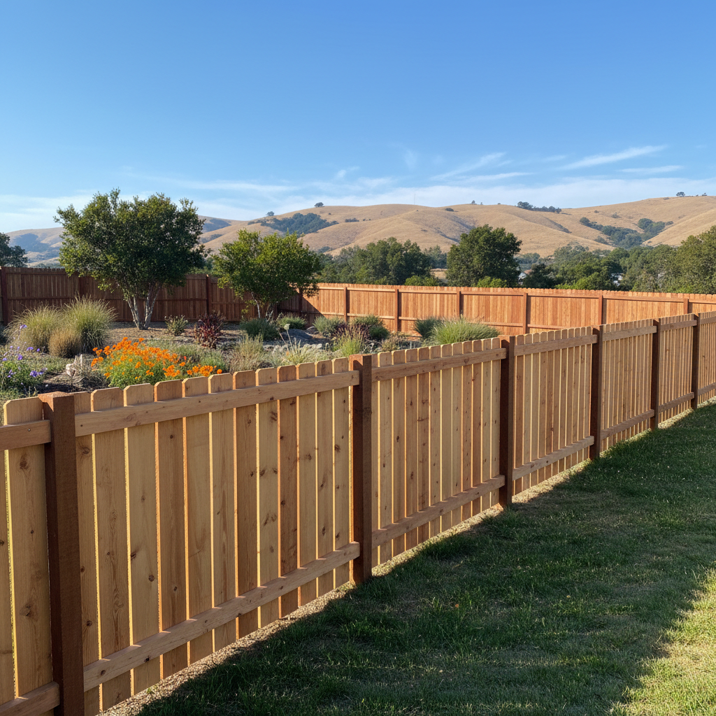 Completed fence repair work at a residential property in American Canyon, CA