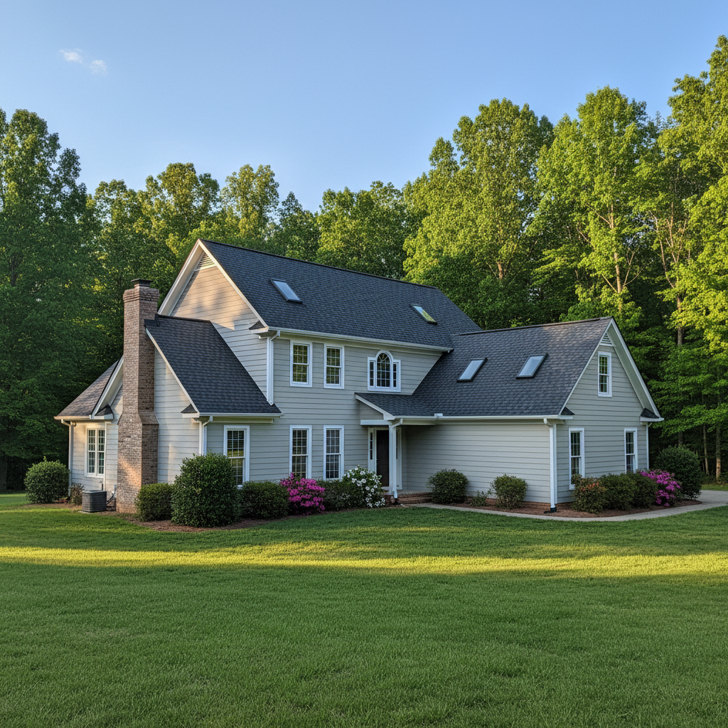 Completed roof installation work at a residential property in Louisburg, NC