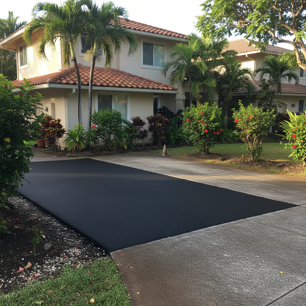 Completed asphalt repair work at a residential property in Honolulu, HI