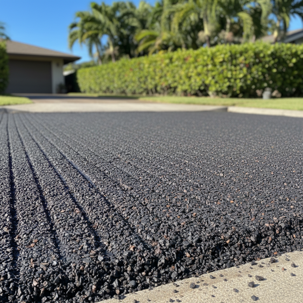Completed asphalt milling work at a residential property in Honolulu, HI