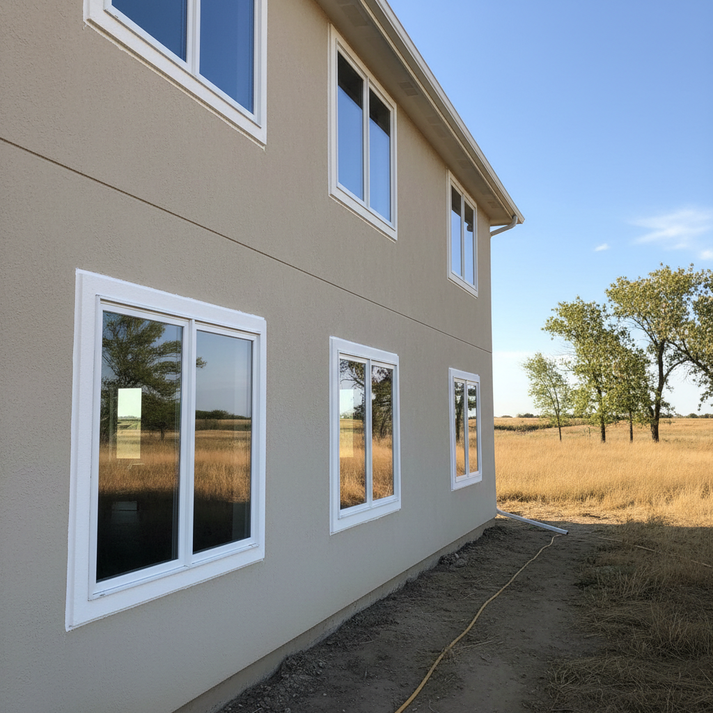 Completed window caulking and sealing work at a residential property in Great Bend, KS