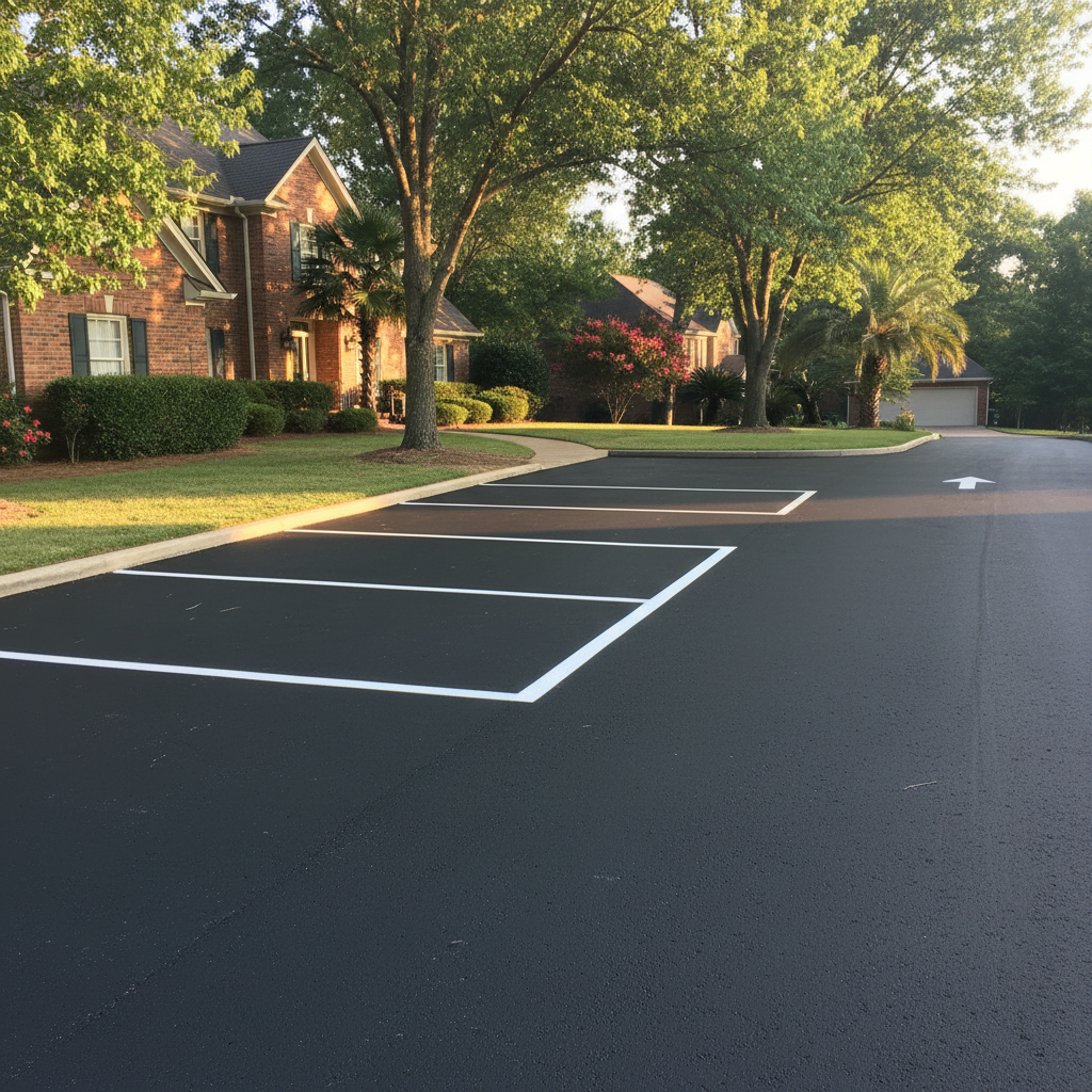 Completed asphalt striping work at a residential property in Birmingham, AL