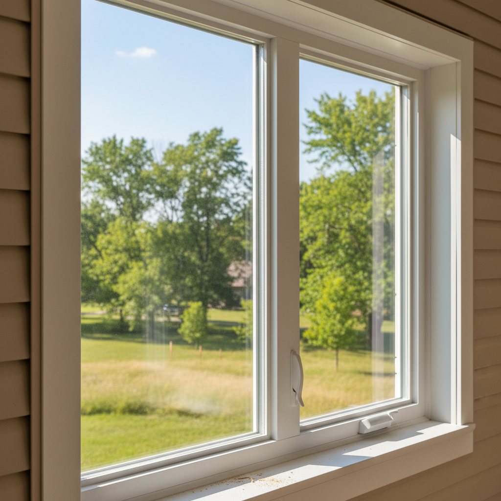 Completed double-pane window installation work at a residential property in Pittsburg, KS