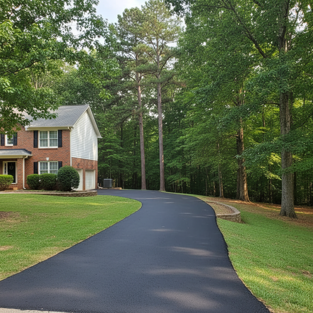 Completed driveway paving work at a residential property in Tuscaloosa, AL