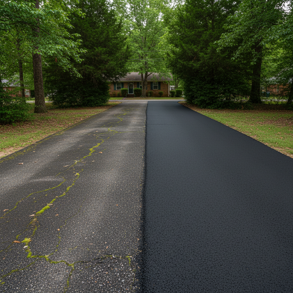 Completed residential asphalt work at a residential property in Tuscaloosa, AL
