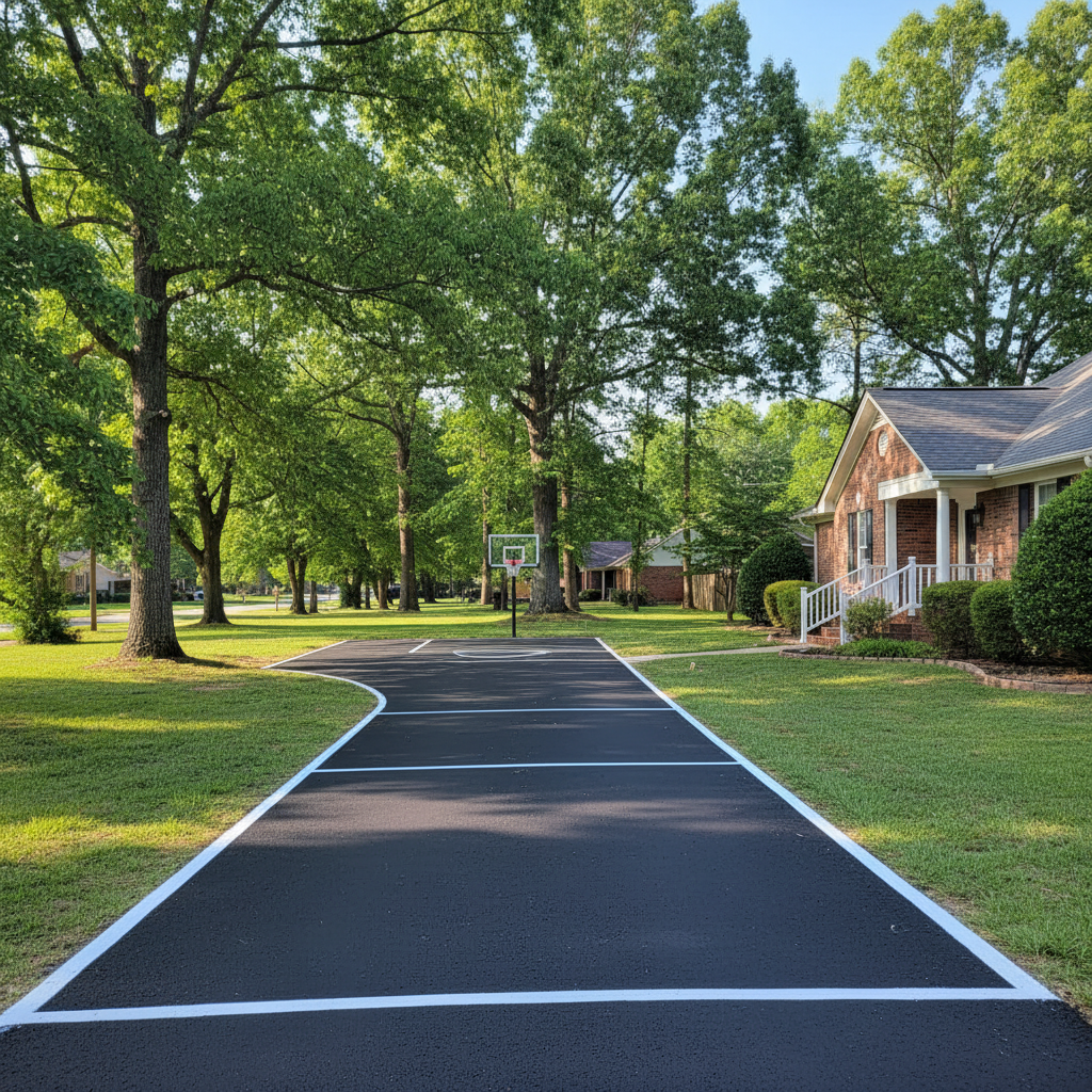 Completed asphalt striping work at a residential property in Tuscaloosa, AL