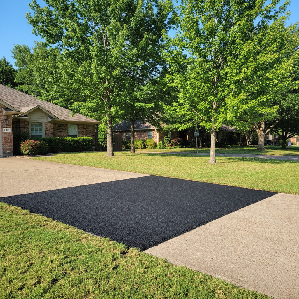 Completed asphalt patching work at a residential property in Temple, TX