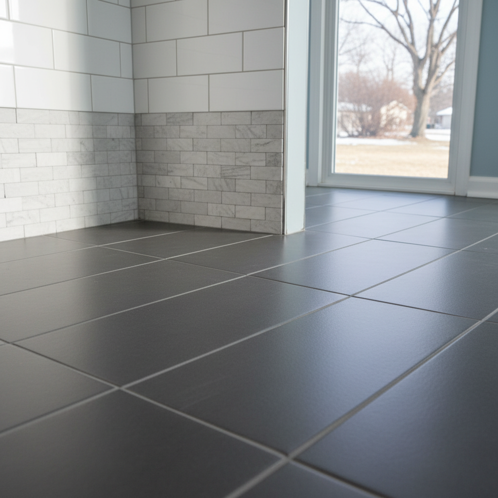 Completed tile and flooring installation work at a residential property in Rockford, IL