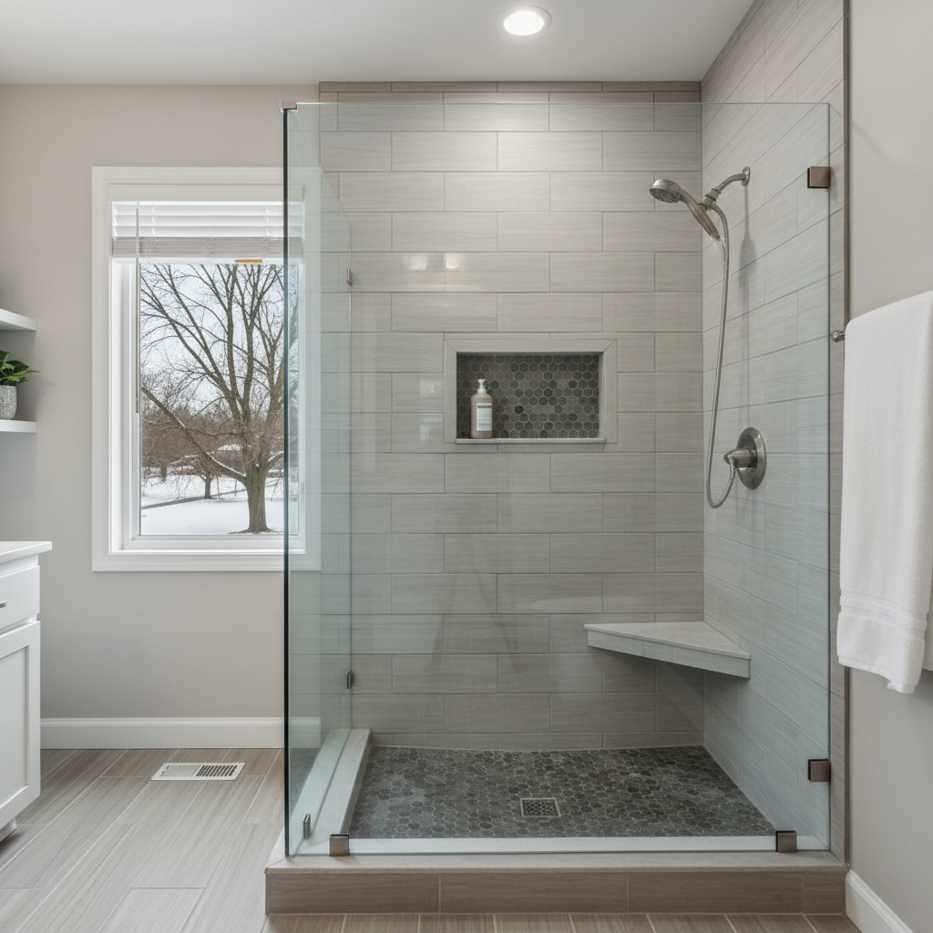 Completed shower replacement work at a residential property in Rockford, IL