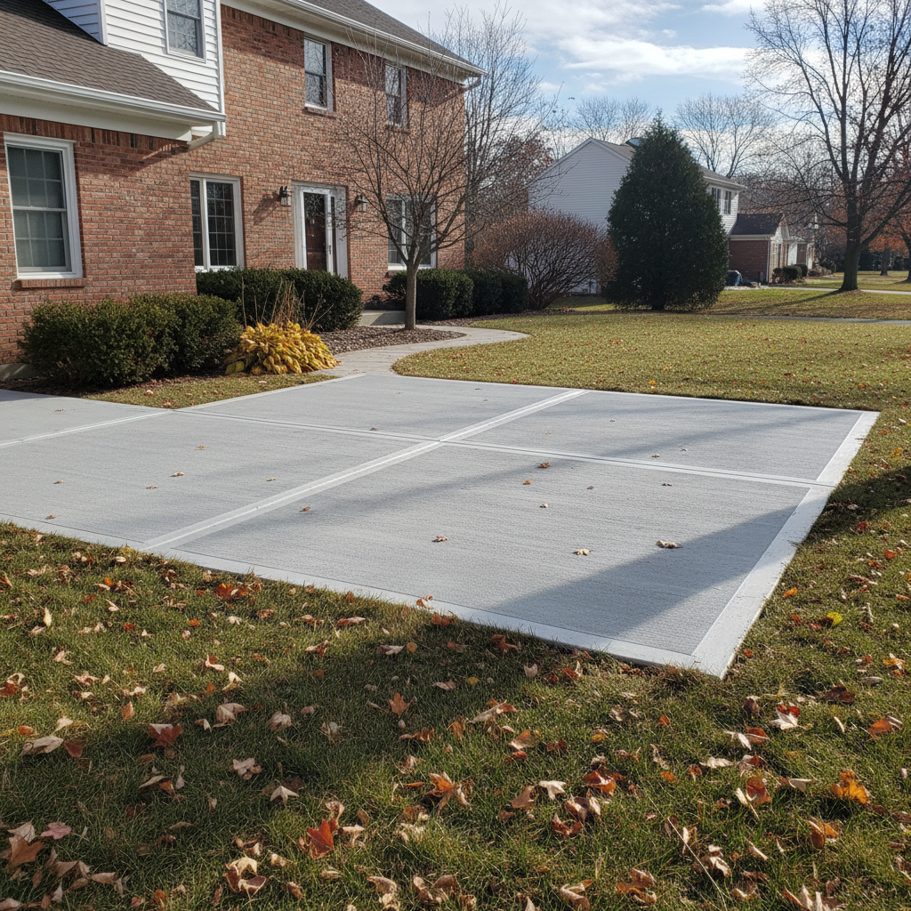 Completed concrete installation work at a residential property in Waukegan, IL