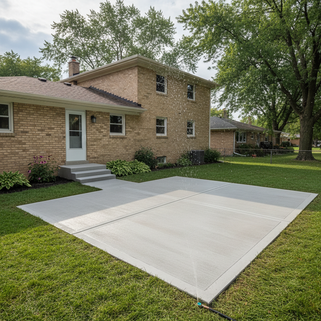 Completed concrete patios work at a residential property in Cicero, IL