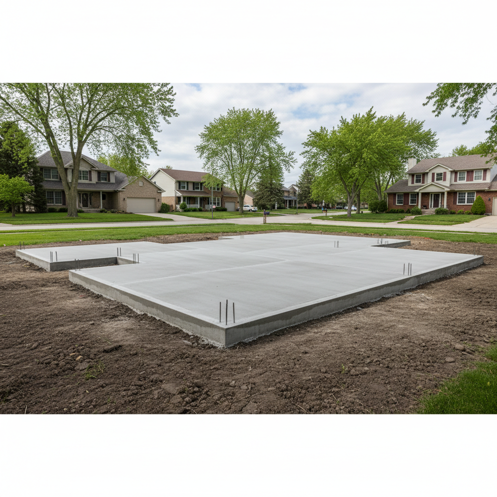 Completed concrete foundations work at a residential property in Cicero, IL
