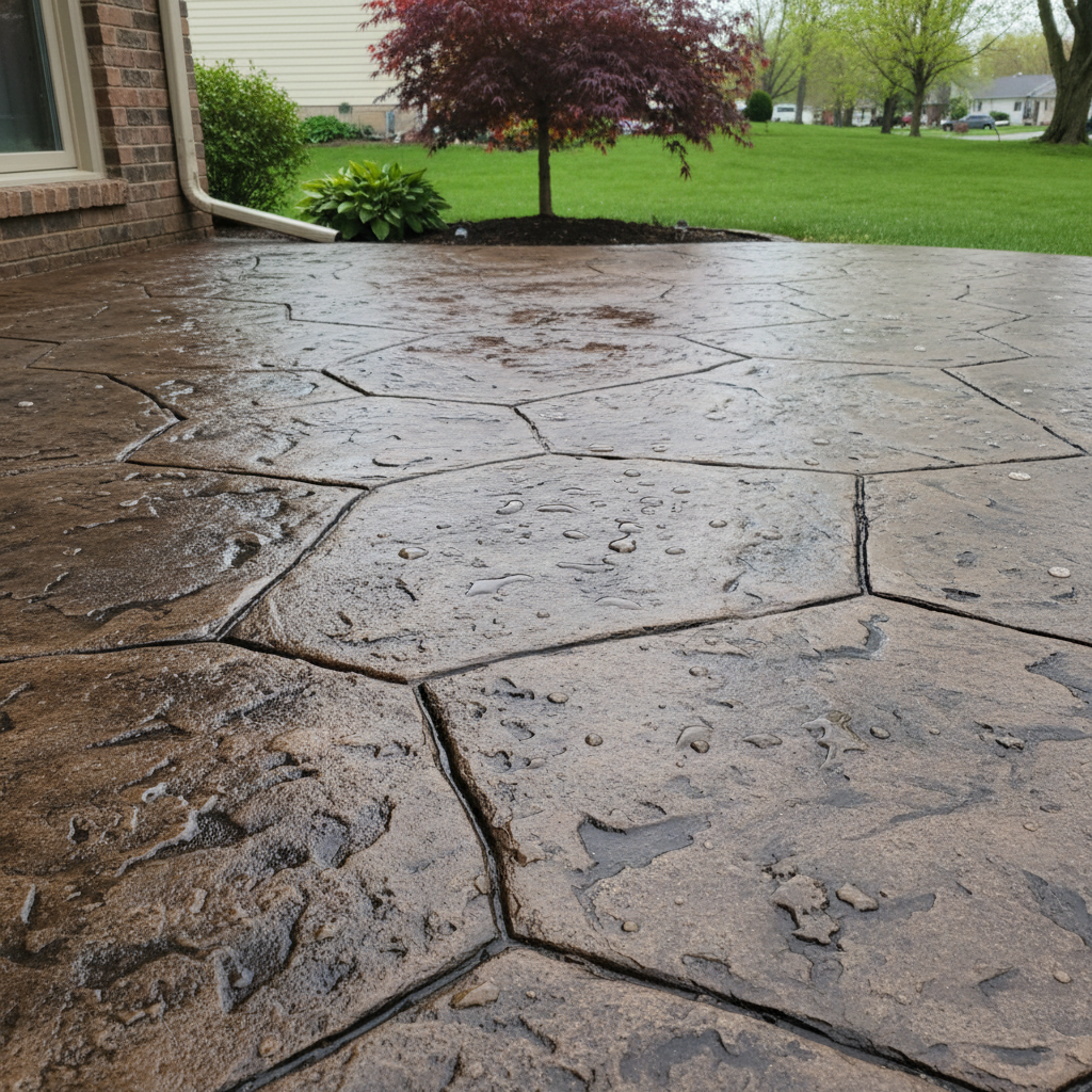 Completed decorative concrete work at a residential property in Schaumburg, IL