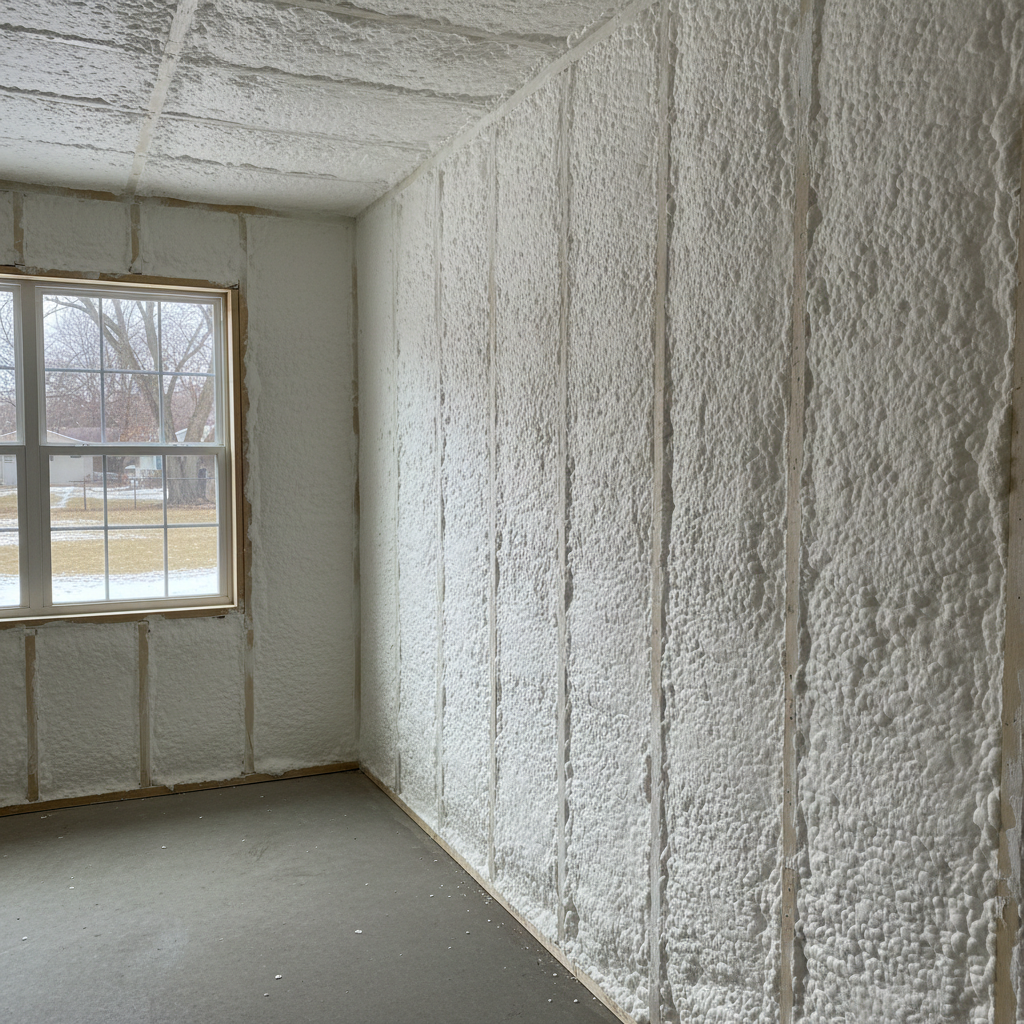 Completed garage insulation work at a residential property in Des Plaines, IL