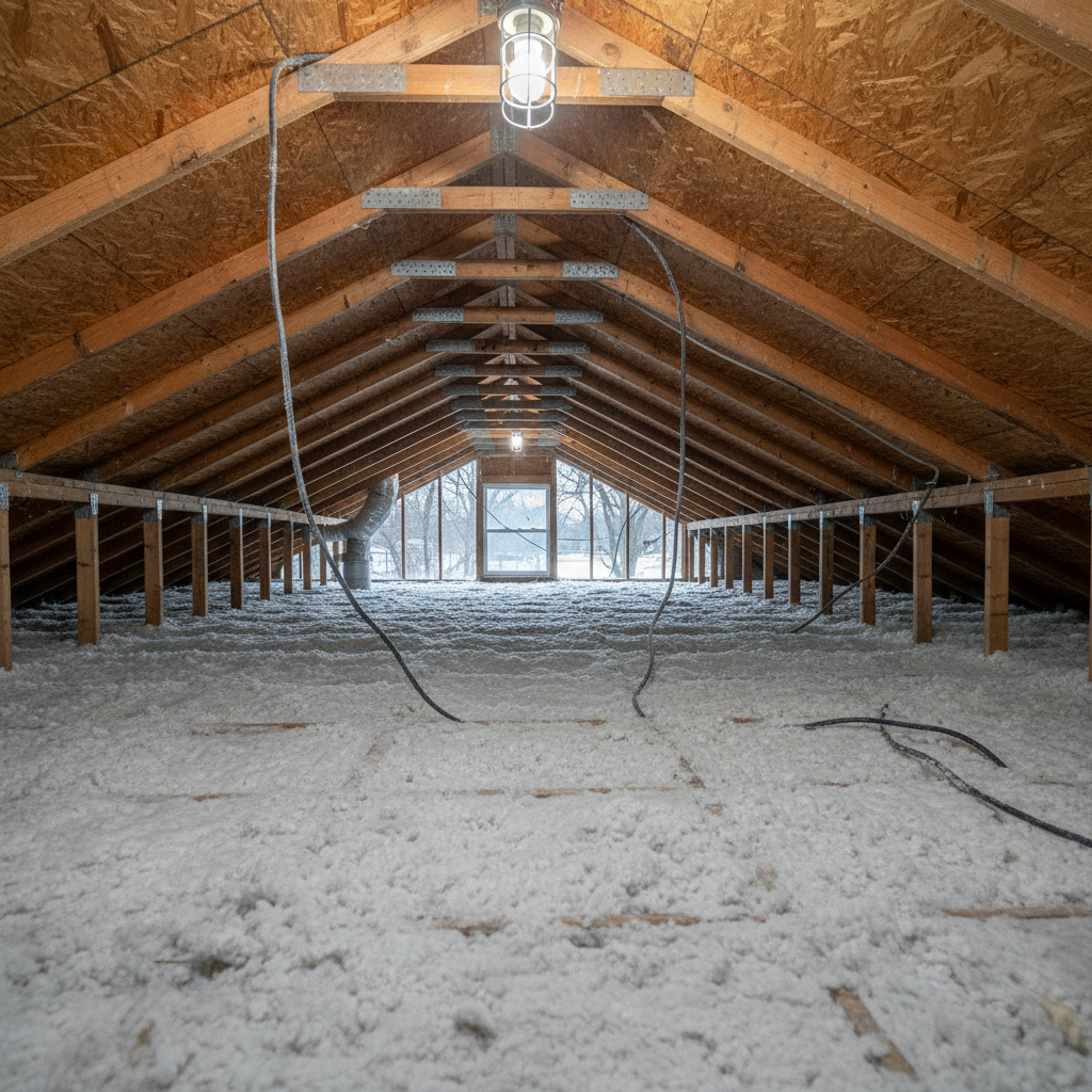 Completed blown-in insulation work at a residential property in Des Plaines, IL