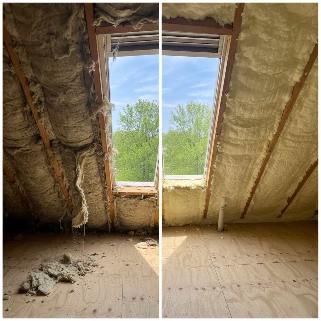 Completed open cell spray foam work at a residential property in Oak Park, IL