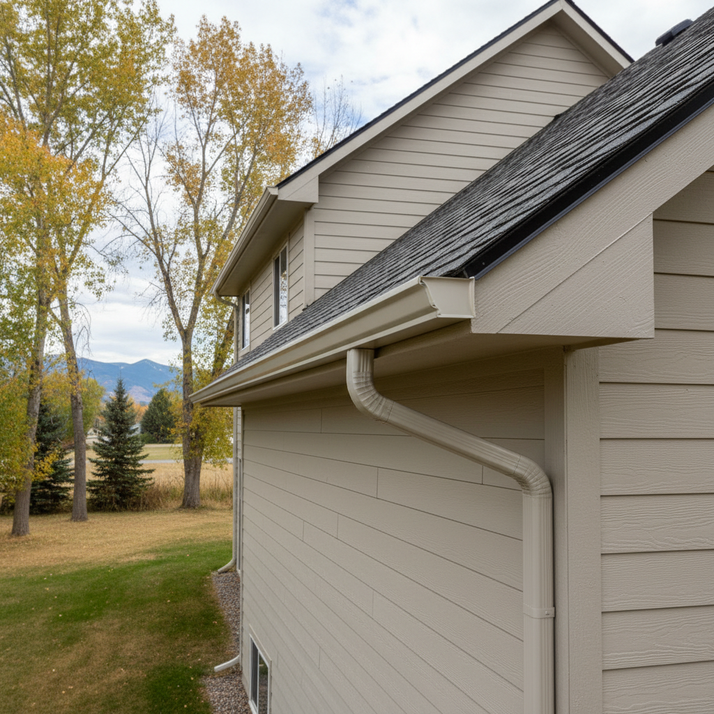 Completed seamless gutter installation work at a residential property in Great Falls, MT