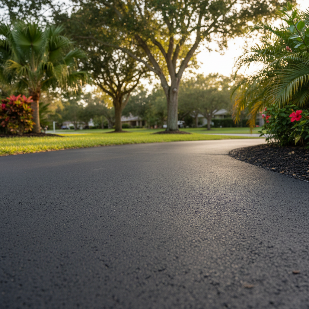 Completed residential asphalt work at a residential property in Sunrise, FL